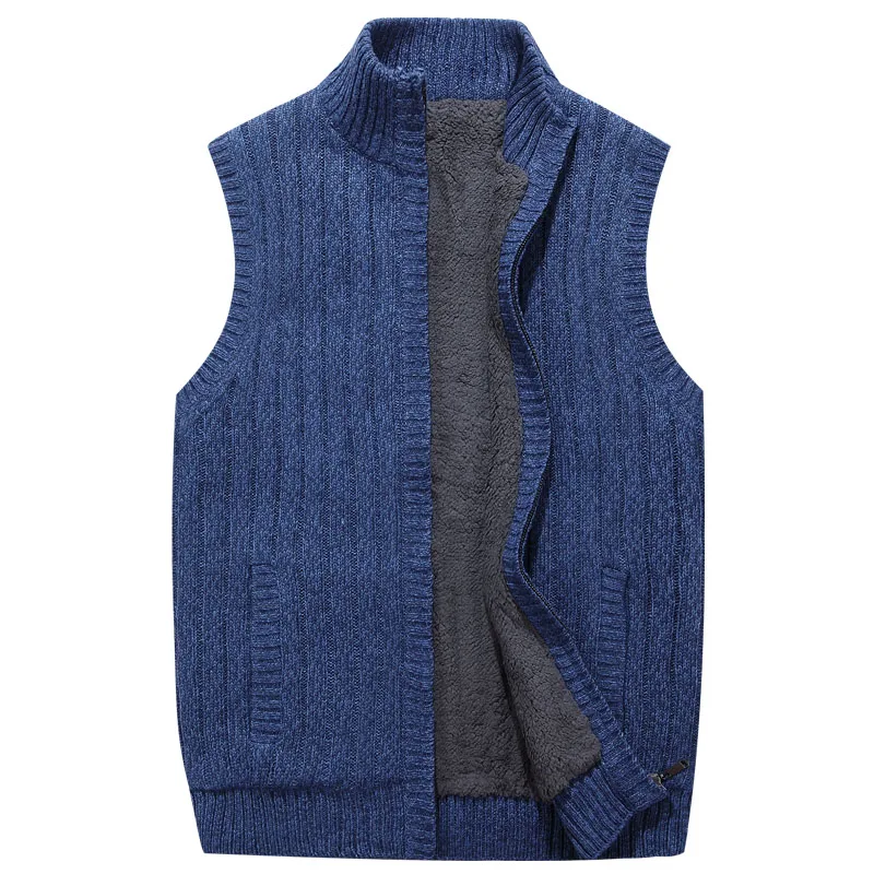 Одежда для мужчин 2018 вязаный свитер мужской плюс бархатный жилет мужской свободный зимний модный повседневный мужской свитер с высоким