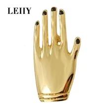 

LEIIY Simple Punk Design Black Enamel Gold Plated Big Hand Pin And Brooches For Women Bijuterias Femininos Lager Brooches