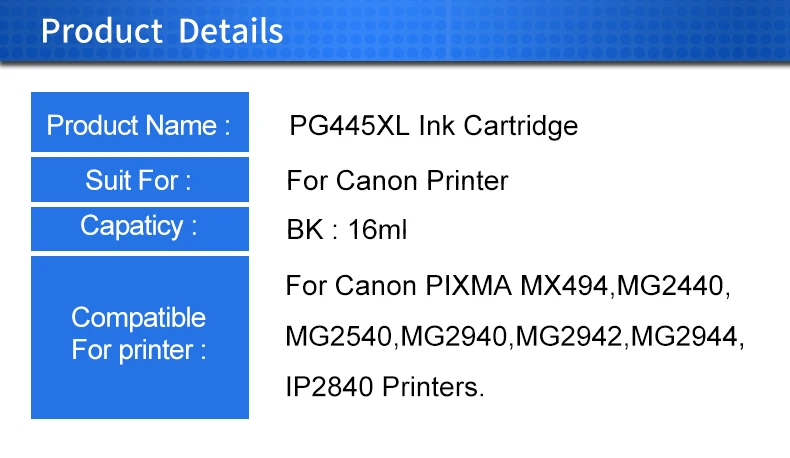 INKARENA PG445XL Черный чернильный картридж для Canon PG445 PG-445 PG 445 XL картриджи для принтеров Canon Pixma IP2840 MX494 MG2440 MG2940 MG2540