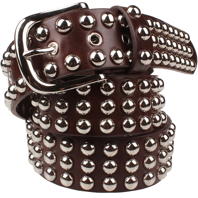 Full metal rivet belt women sequins belt decorative waistband punk Spiked rivets belt gift for