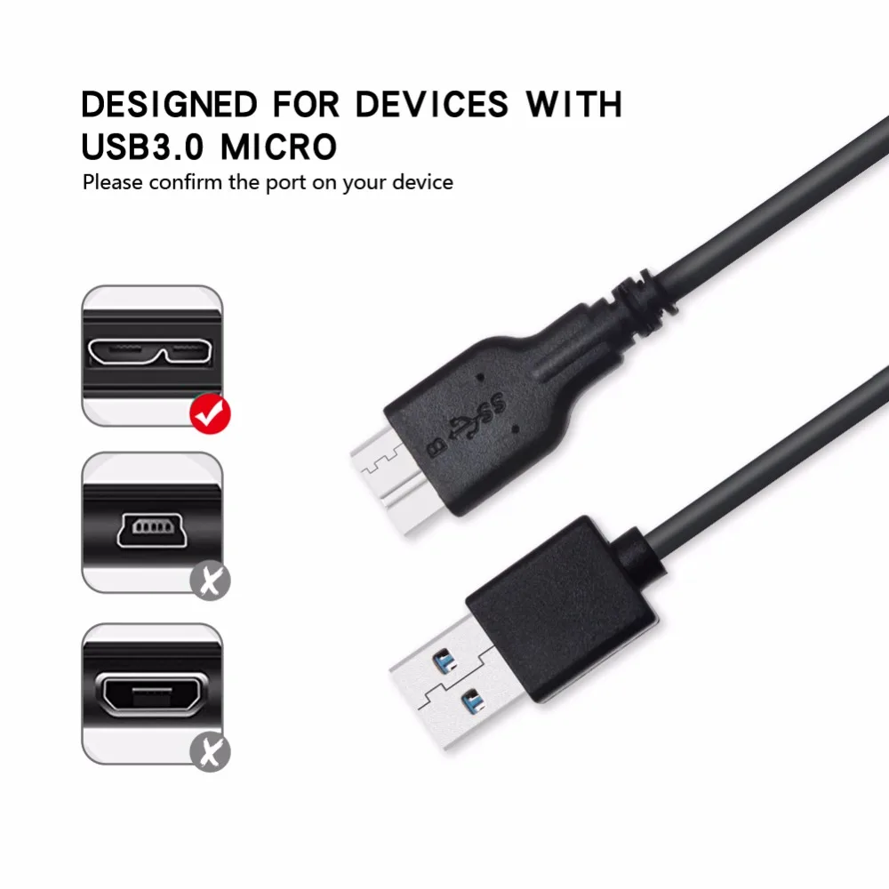 Micro USB 3 0 кабель KUYiA A к B супер скорость синхронизации данных Шнур для Toshiba Canvio WD
