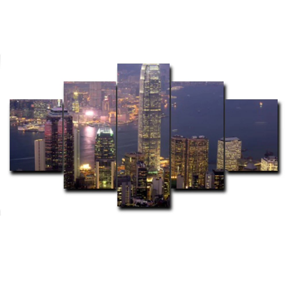 City Scene 5 Panel Large Poster Home Decor Decorative Vintage Wall Art for Living Room Bedroom Party Wedding Decoration No Frame | Дом и сад