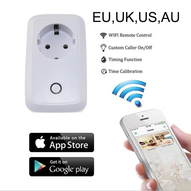 

Smart Timer Plug wifi Wireless Remote Control Socket Smart Home Power Socket EU/US/UK/AU Standard Via Ipone/Android