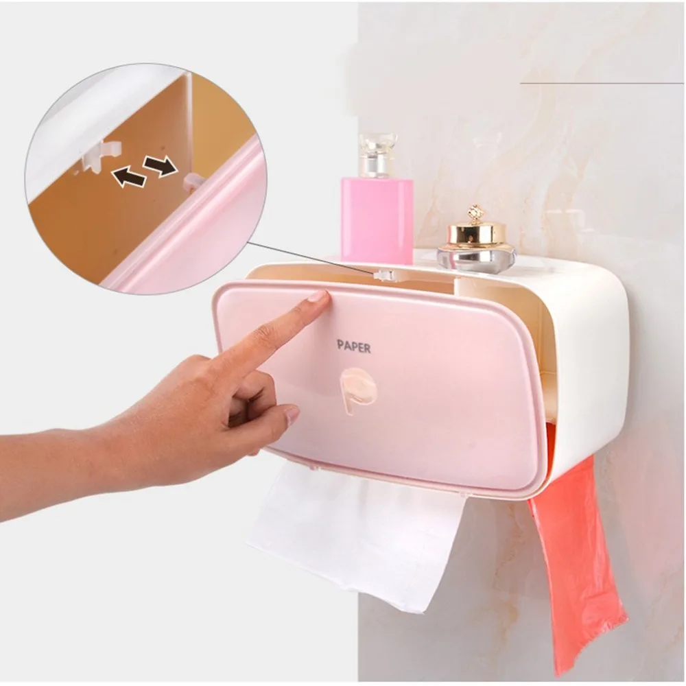 Multi-Function Waterproof Bathroom Toilet Roll Paper Holder Paper Phone Holder With Storage Shelf Rack