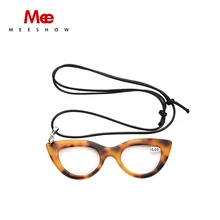 MEESHOW ацетатные очки для чтения, женские увеличительные очки 2X 3X линзы, высококачественные очки с цепочкой для женщин, шнур для очков 6113