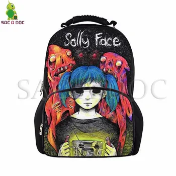 

Cartoon Sally Face Game Backpack Women Men Laptop Backpack School Bags for Teenagers Boys Girls Large Capacity Travel Rucksack