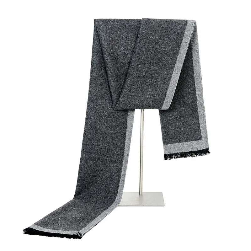 Мужской зимний шарф простой стиль унисекс теплые шарфы для влюбленных Вязание Модный деловой стиль длинный большой шарф для мужчин Bufanda - Цвет: Gray