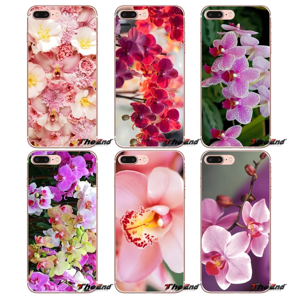 

For Samsung Galaxy S3 S4 S5 MINI S6 S7 edge S8 S9 Plus Note 2 3 4 5 8 Transparent Soft Cases Covers Orchid Pink Flower