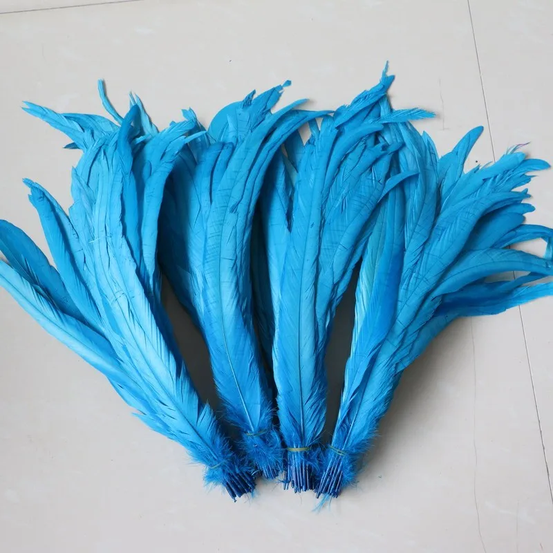

200PCS 40-45CM Natural Rooster Feathers Turquoise color Cheap Feather For Decoration Crafts Christma Diy Pheasant Feather Trim