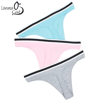 

Lanmaocat Sexy Women Thongs Underwear Comfortable Cotton Thong G String Panties 2 Pcs/lot Plus Sizes Underpant Free Shipping