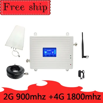

GSM 900 LTE 1800 2G 4G Dual Band Mobile Signal Repeater GSM 4G LTE Cellular Booster Amplifier 2G 4G Whip Antenna 70dB Gain