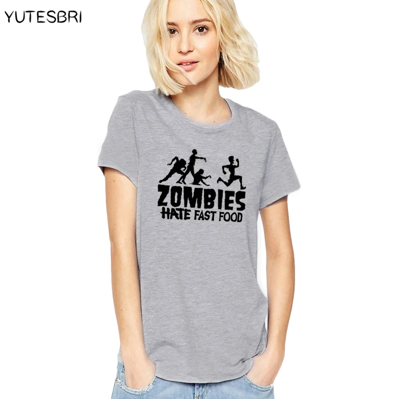 

Women tops The Walking Dead fashion brand tops tees loose t-shirt female clothing summer zombies hate fast food cotton t shirt