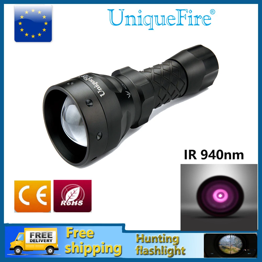 

UniqueFire 1407 IR 940NM Waterproof LED Flashlight For Hunting Use 1 x 3.7V 18650 Battery Night Vision Free Shipping