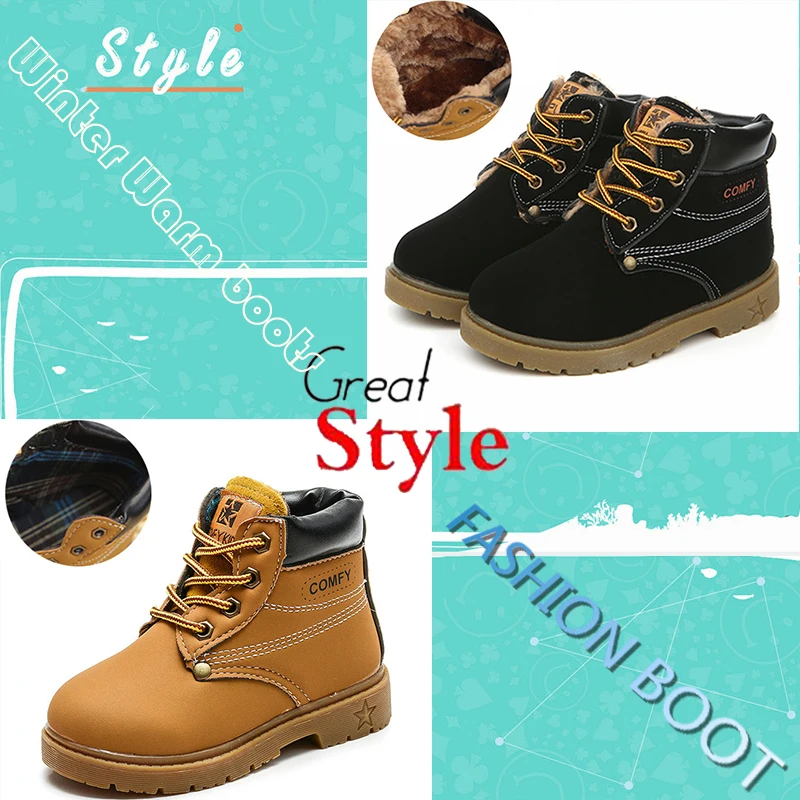 Kalupao 2018 Kids Rivet Ankle Boots Girls Boys Shoes Short Yellow Autumn Martin Cow Muscle Boots Baby Child Leather Shoes  (3)