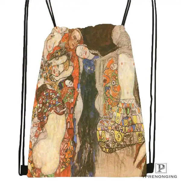 Custom Gustav_Klimt походная сумка на шнурке Cute Daypack Kids Satchel(черная спина) 31x40 cm#20180611-02-98 - Цвет: Drawstring Backpack