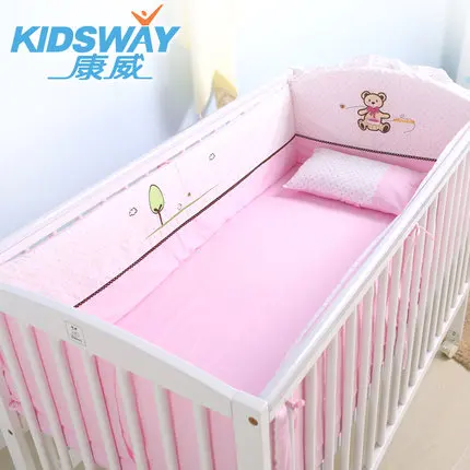 Комплект постельного белья для детей 4-5-6 шт., хлопок, расшитая детская кроватка, набор для новорожденных, Детский Комплект постельного белья, бампер