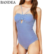 BANDEA купальник женский бикини Цельный купальник синяя полоса бикини сексуальный лиф купальный костюм женский купальник