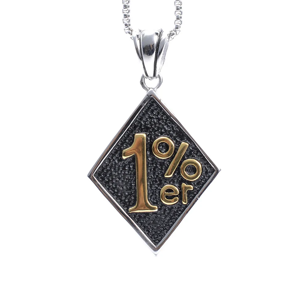 

Silver&Gold Men 1%er One Percenter Outlaw Biker Motorcycle Club Stainless Steel Pendant
