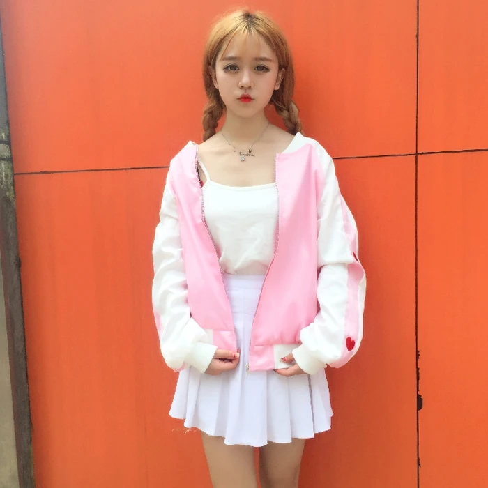 Japan Style Harajuku Jackets Love Embroidery Streetwear 2018 Autumn Basic Coat Boyfriend Pink Bomber Jacket Women Chaqueta Mujer Japan Style Harajuku Jackets Love Embroidery Streetwear 2018 Autumn Basic Coat Boyfriend Pink Bomber Jacket Women Chaqueta Mujer
