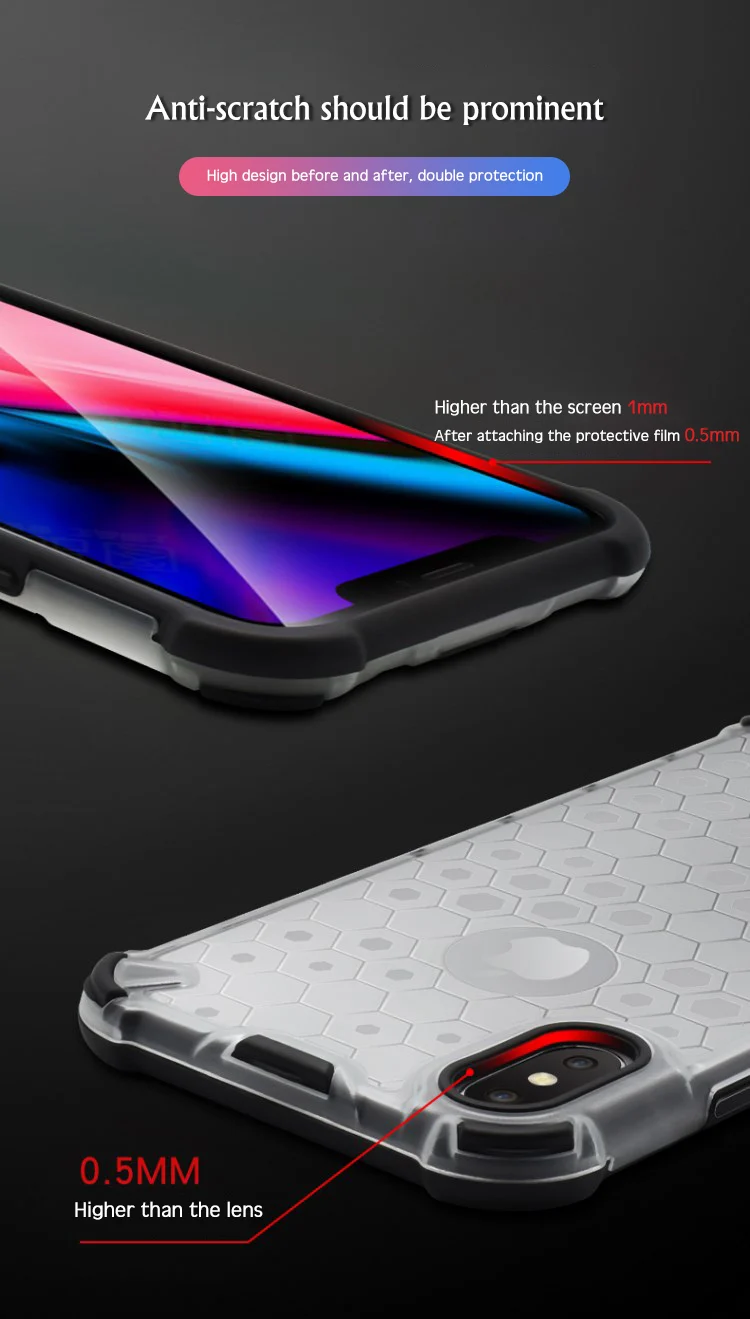 Противоударный защитный чехол для подушки безопасности для iPhone 11 Pro XS Max XR X Honeycomb Прозрачный жесткий чехол для iPhone 7 8 6 S 6 S Plus