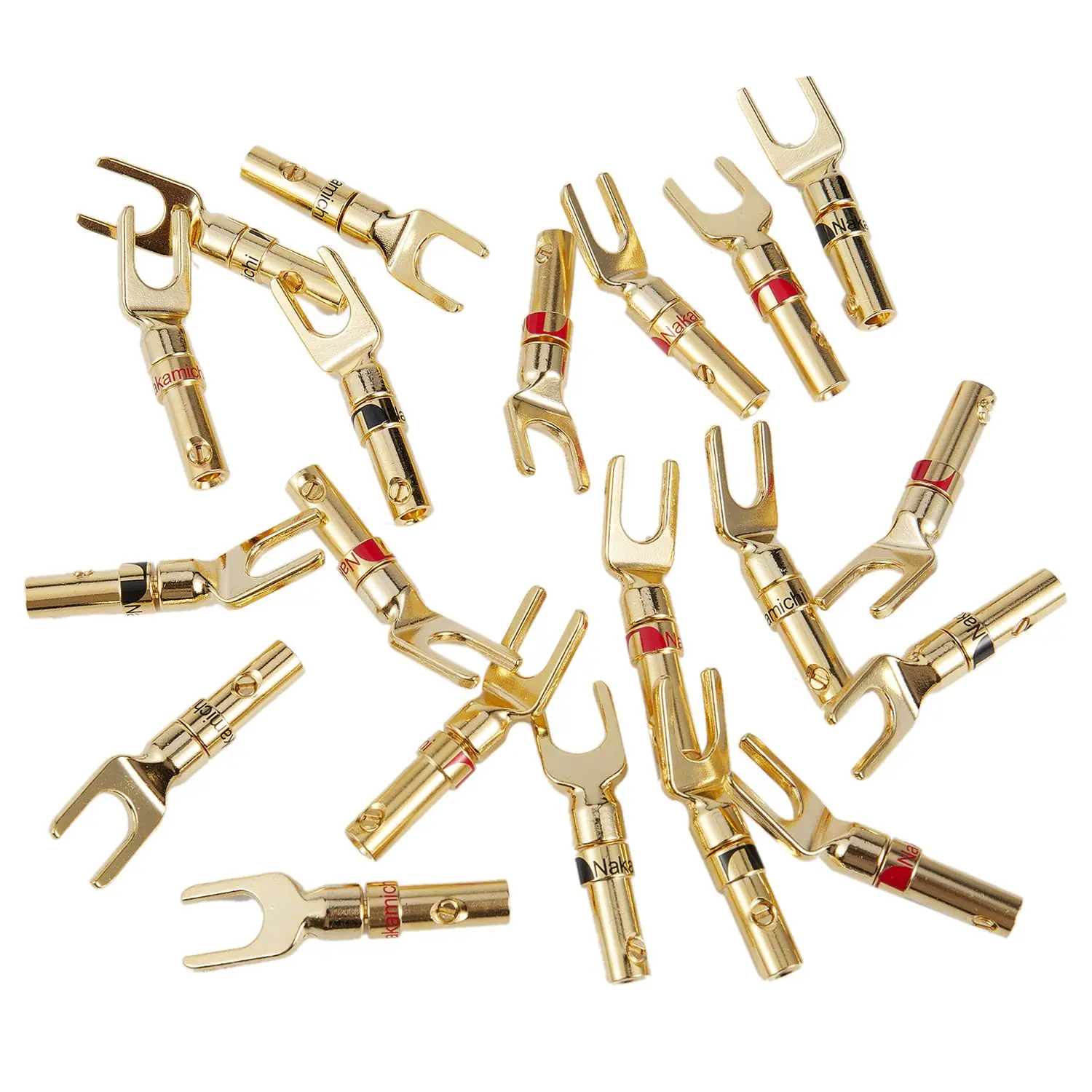 

20pcs copper Speaker Banana Spade Plug Screw Type Gold Plated connector