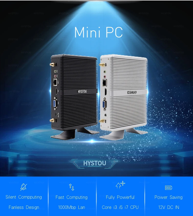 2019 Новый HYSTOU безвентиляторный мини-ПК Windows 10 NUC Intel Core i3 4010Y i7 5550U 5600U Micro настольный компьютер X86 неттоп