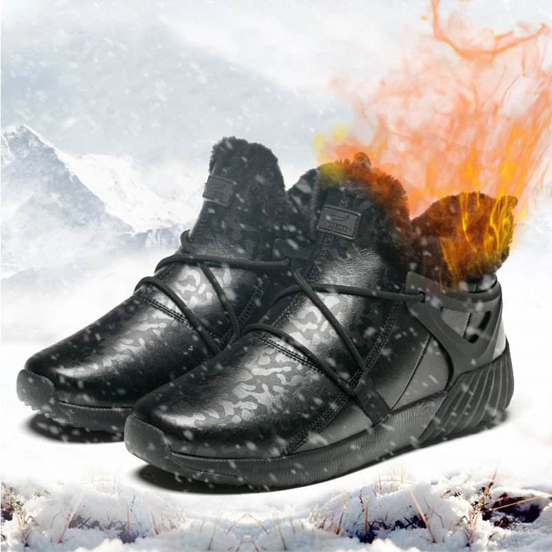 Men Running Shoes for Women Black Winter Snow Boots Wool Leather Jogging Trail Sneakers Outdoor Sport Trekking Walking Trainers