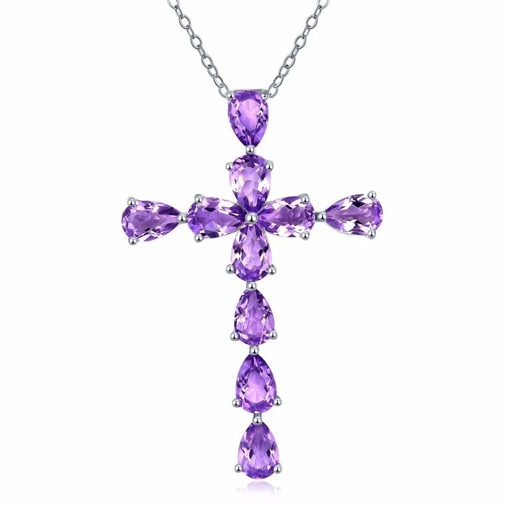 

KingDeng Fashion Crystal Cross Pendant Necklaces For Women Men Silver 925 Plated Christian Jewelry Accessories clavicle necklace