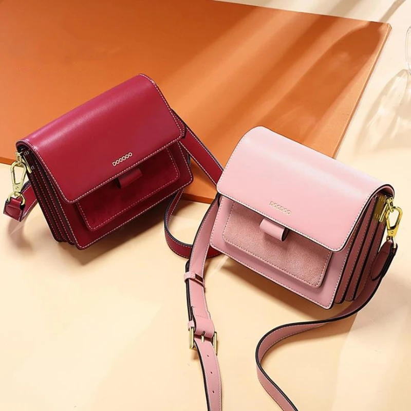 

2019 New Fashion Popular Korean Version Of The Wide Shoulder Strap Messenger Bag Simple Wild PU Shoulder Bag Guangzhou Women Bag