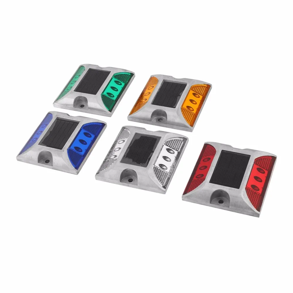 

Aluminum Waterproof LED Solar Powered Road Stud Light Reflective Ground Light Path Deck Dock Warning Light