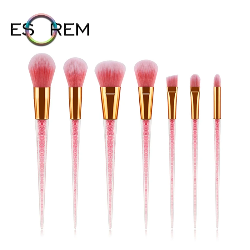 

ESOREM 5/7pcs Multicolor Diamonds Makeup Brushes Set Tapered Transparent Handle Foundation Brush Angled Contour Pincel Maquiagem