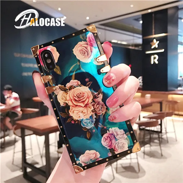 Роскошный чехол для телефона Blue Ray Rose Flower для iPhone XR XS Max 8 7 6 Plus 11 Pro Max samsung Galaxy S8 S9 S10e Plus Note 8 9 10 Pro - Цвет: Big Flower