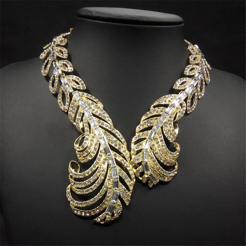 Luxury Brand Jewelry Gold imitation Rhinestone Fashion Chunky Statement
