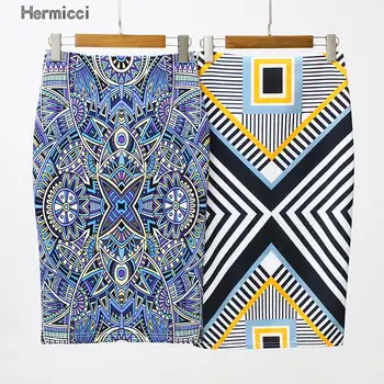 

Hermicci Big Size Pencil Skirt Summer American Femme Bodycon Women Skirts Geometric Print High Waist Slim Vintage Women Clothing