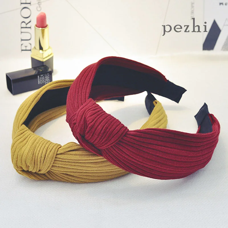 

New hairdressing headdress fabric knitting lady cross-knot HairHoop HairAccessories broadband stripe Knotting hoop Headwear
