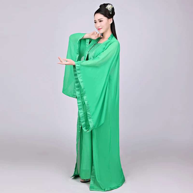 Белый Hanfu Китайский древний Белый с длинным рукавом костюмы женские династии Хань юбка для женщин сценические одежда для косплея BL1205