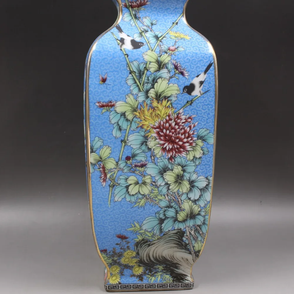 Qianlong Year Mark gold pastel four seasons антикварная квадратная ваза антикварное украшение для