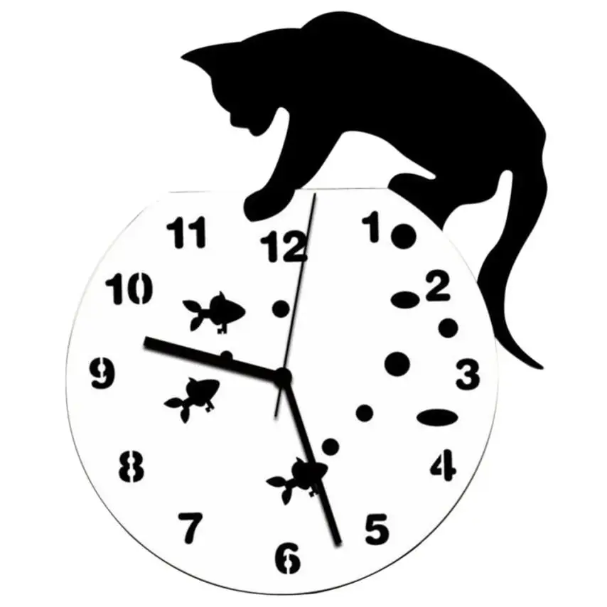 Акриловые часы с кошкой, настенные часы, современный дизайн, домашний декор, настенные часы, стикер m16 30
