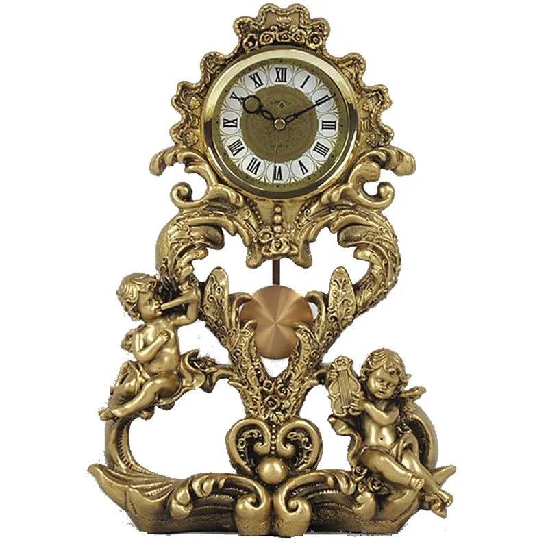 

European style craft clock room luxurious Angel desktop office clock study room decoration