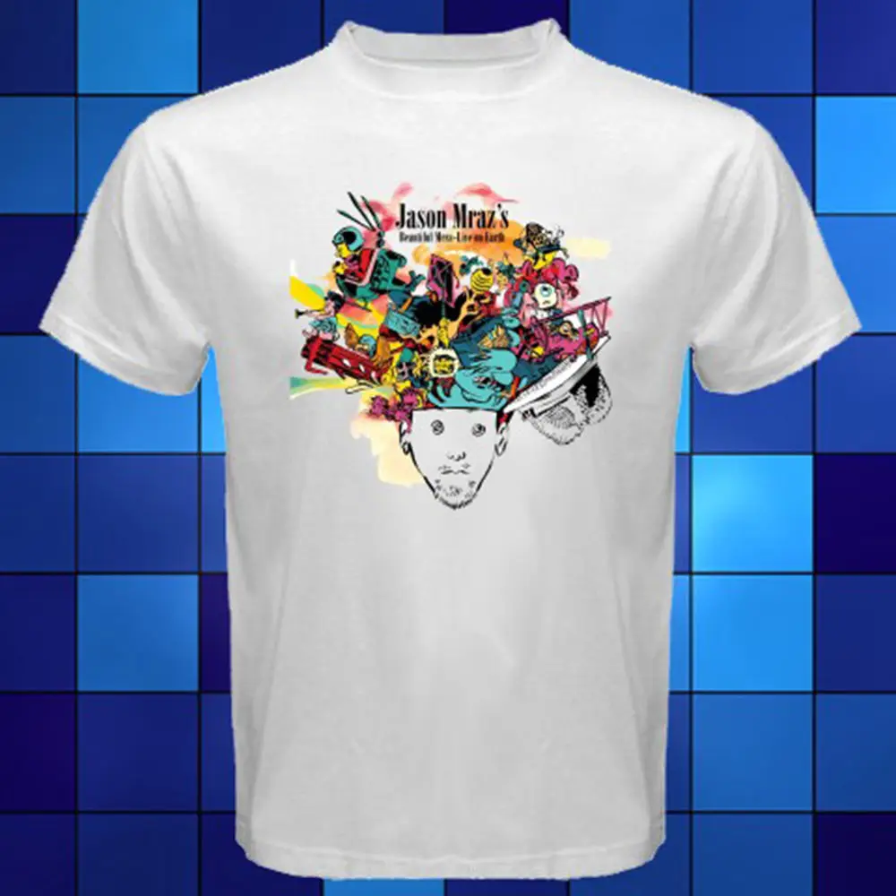 Jason Mraz's Beautiful Mess-Live On Earth White T-Shirt Size S M L XL 2XL 3XL O-Neck Stylish | Мужская одежда
