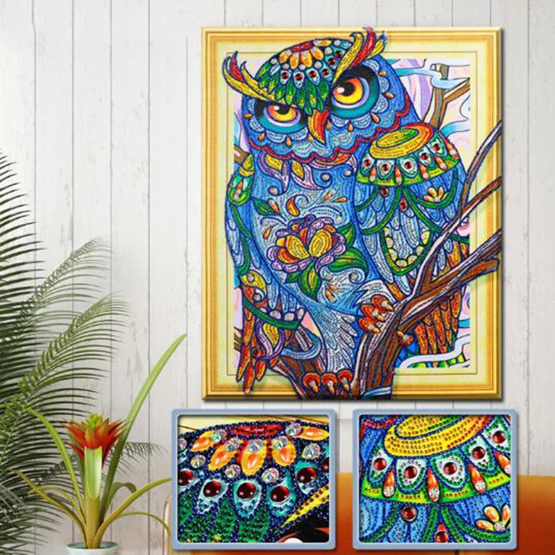 

5d Diamond Painting Animal Special Shape Diamond Embroidery Owl Picture With Rhinestones Needlework Mosaic Home Decor RS140
