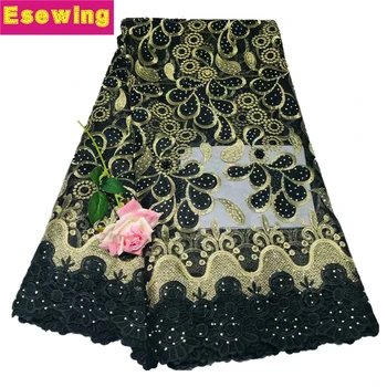 

Black African Lace Fabric 2019 Embroidered Nigerian Laces Fabric Bridal High Quality French Tulle Lace Fabric For Women Dress
