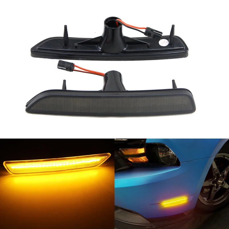 

2PCs Smoke Lens Amber Led Front Side Marker Light Lamp For Ford Mustang 10-14 Brand New Car Styling Led Sider Marker Lights