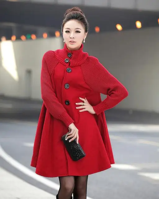 Новое поступление осень и зима корейский стиль женское пальто свободного размера плюс шерстяное пальто-накидка куртка
