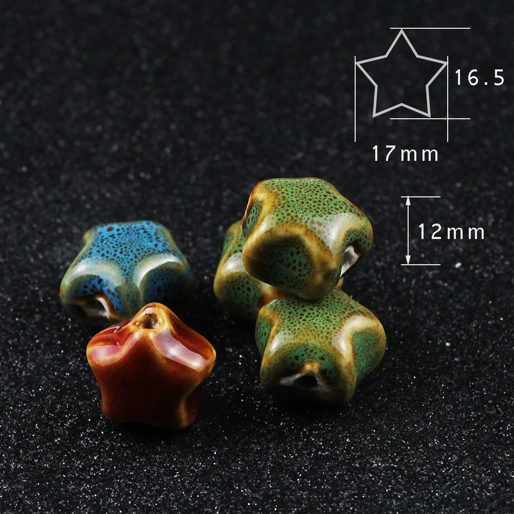 

WLYeeS 10Pcs 16mm Flower glaze ceramic Spacer beads Five-Pointed Star Porcelain Loose bead fit Women Necklace Jewelry Making DIY