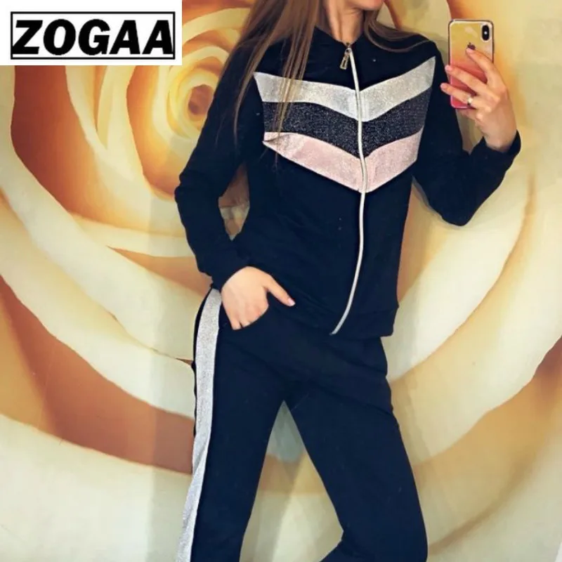 ZOGGA Loose Casual Women Casual Suits 2 Pieces Spring Women Suit Fashion Long Top and Pant Sweatsuit for Mountain Climbing'Girls