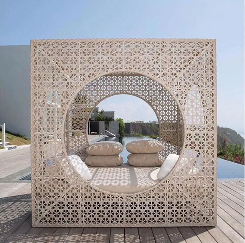 Новое поступление патио открытый сад плетеный дом форма шезлонг мебель