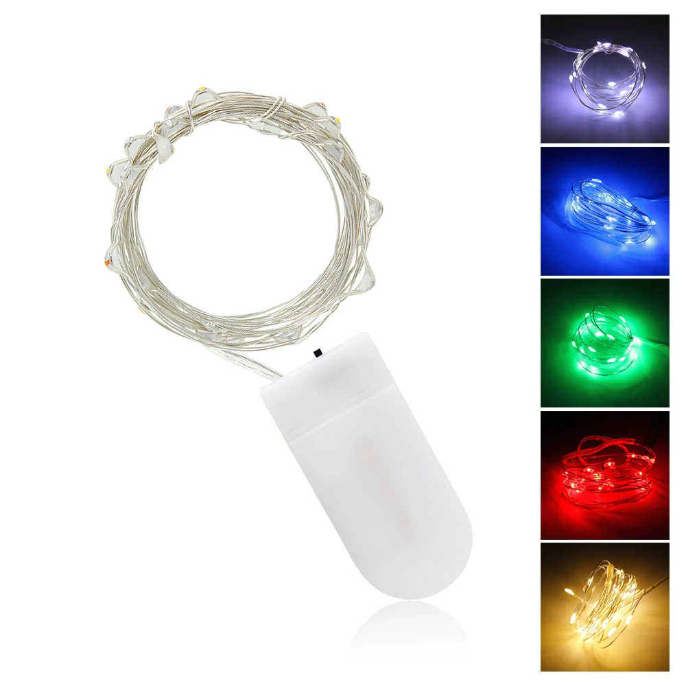 

5M 3M 2M 1M LED Copper Silver Wire String Lights Fairy Garland For New Year Christmas Home Wedding Decoration Battery Operated