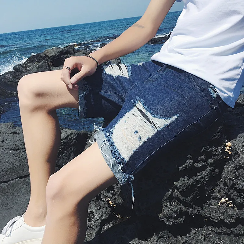 Мужские джинсовые шорты больших размеров 5xl летние новые рваные с дырками джинсовые шорты мужские тонкие шорты