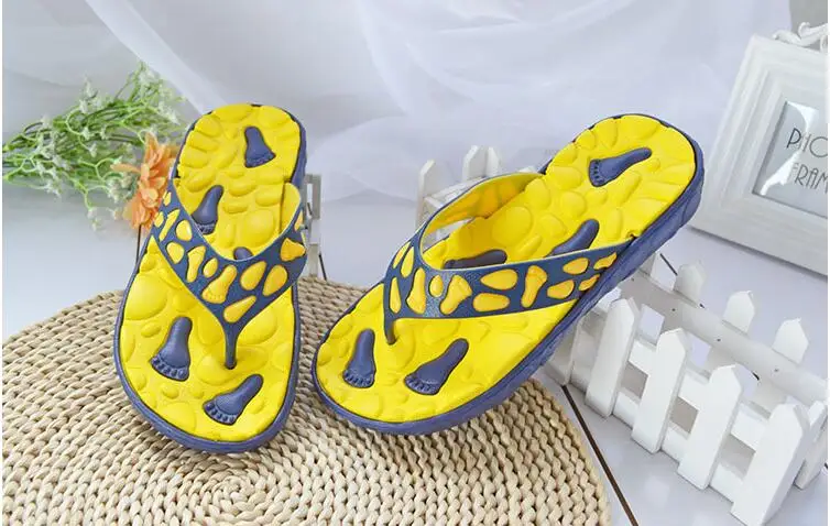 Г., летние плотные шлепанцы для ванной с массажным эффектом домашние Нескользящие сандалии пляжные вьетнамки для мальчиков и девочек,#28 - Color: Yellow